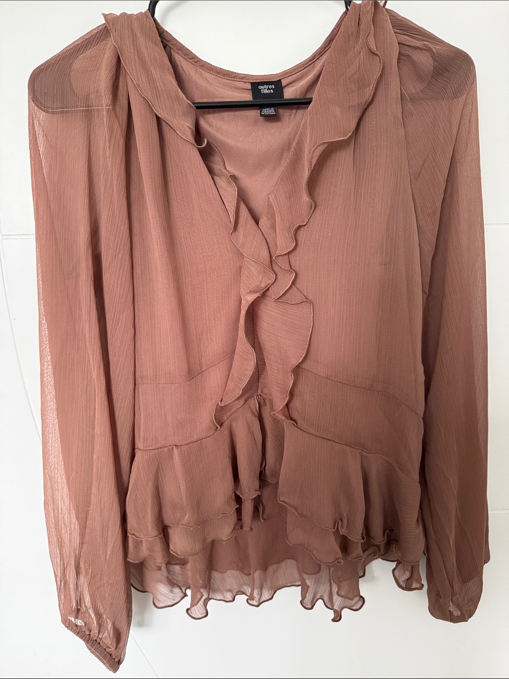 Ruffled Blouse in Dusty Brown/Rose